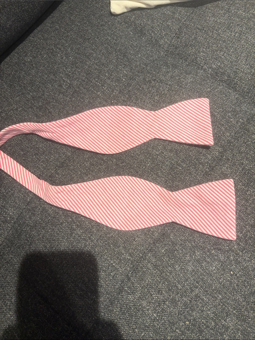 The Tie Bar Pink and White Striped Self-Tie Bow Tie